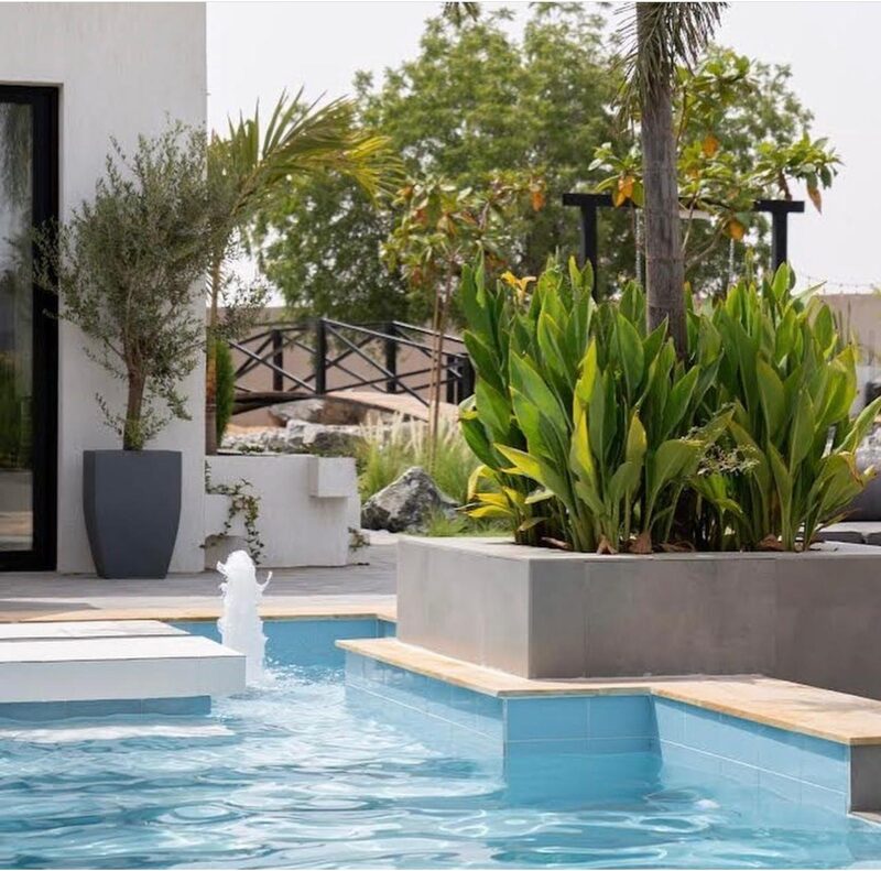 Villa pool and planters