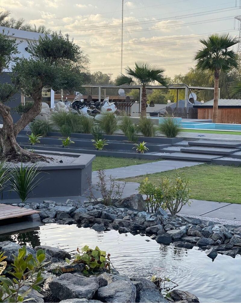 Tiered garden with pool