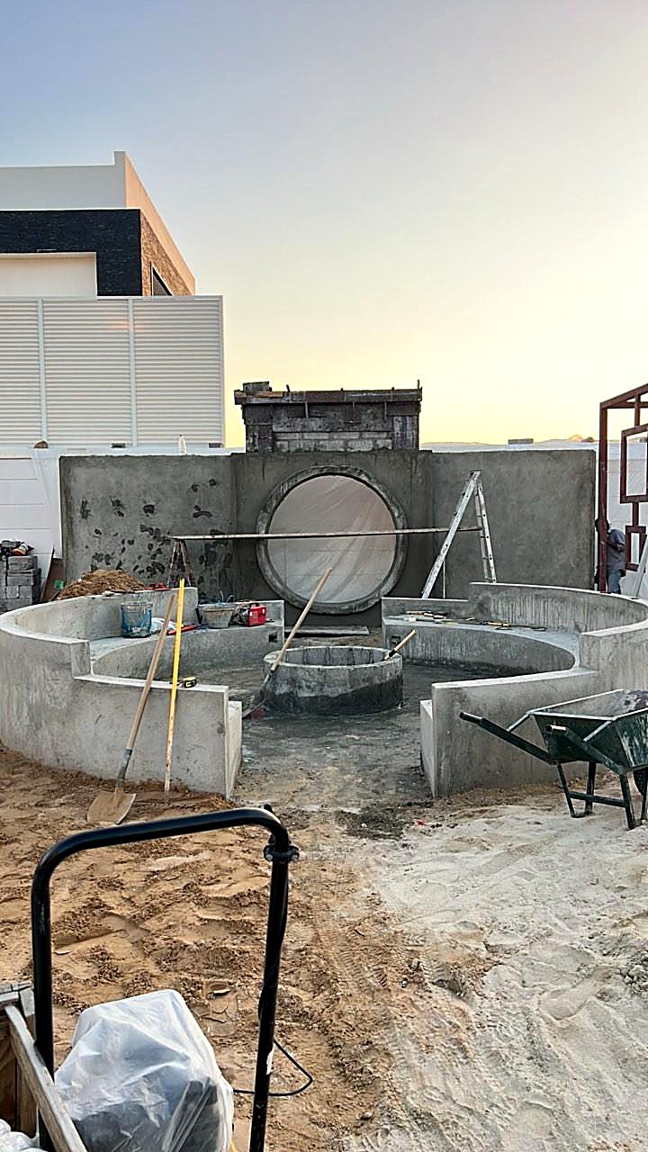 Circular water feature under construction